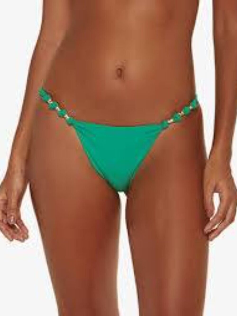NWT Vix Paula Hermanny “ Paula” Kelly Green Bikini Bottom Gold Accent (#F-15)